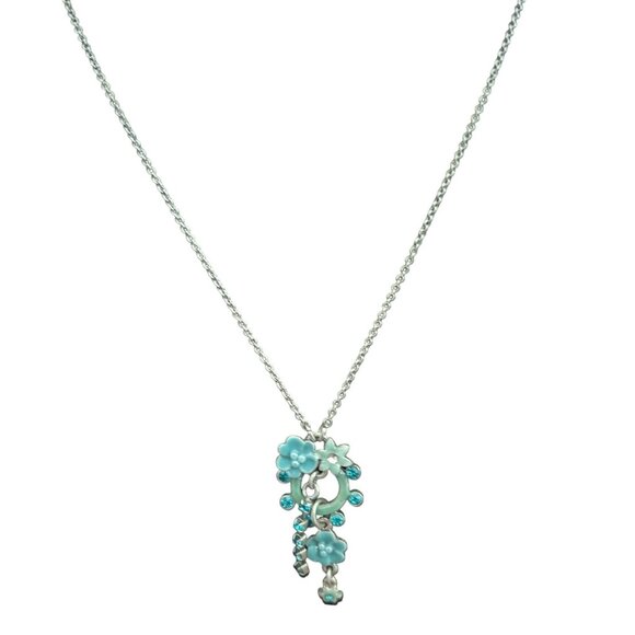 Pilgrim Danish Design Vintage Flower & Gem Necklace 16” Silver Tone Chain - Picture 2 of 6